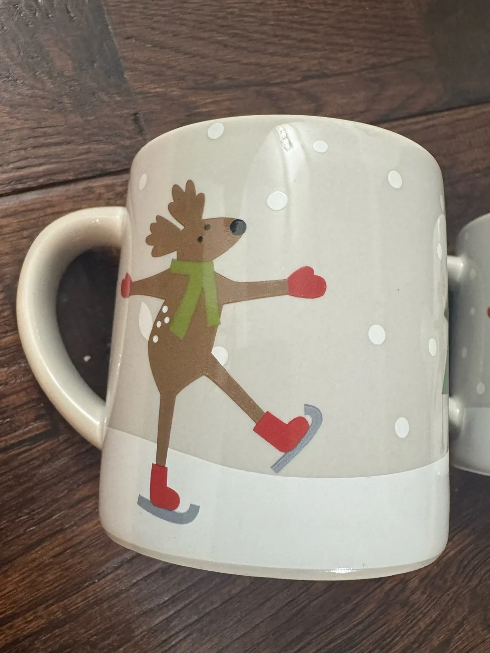 Crate & Barrel Festive Reindeer & Tree Ceramic Holiday Espresso Mug Set